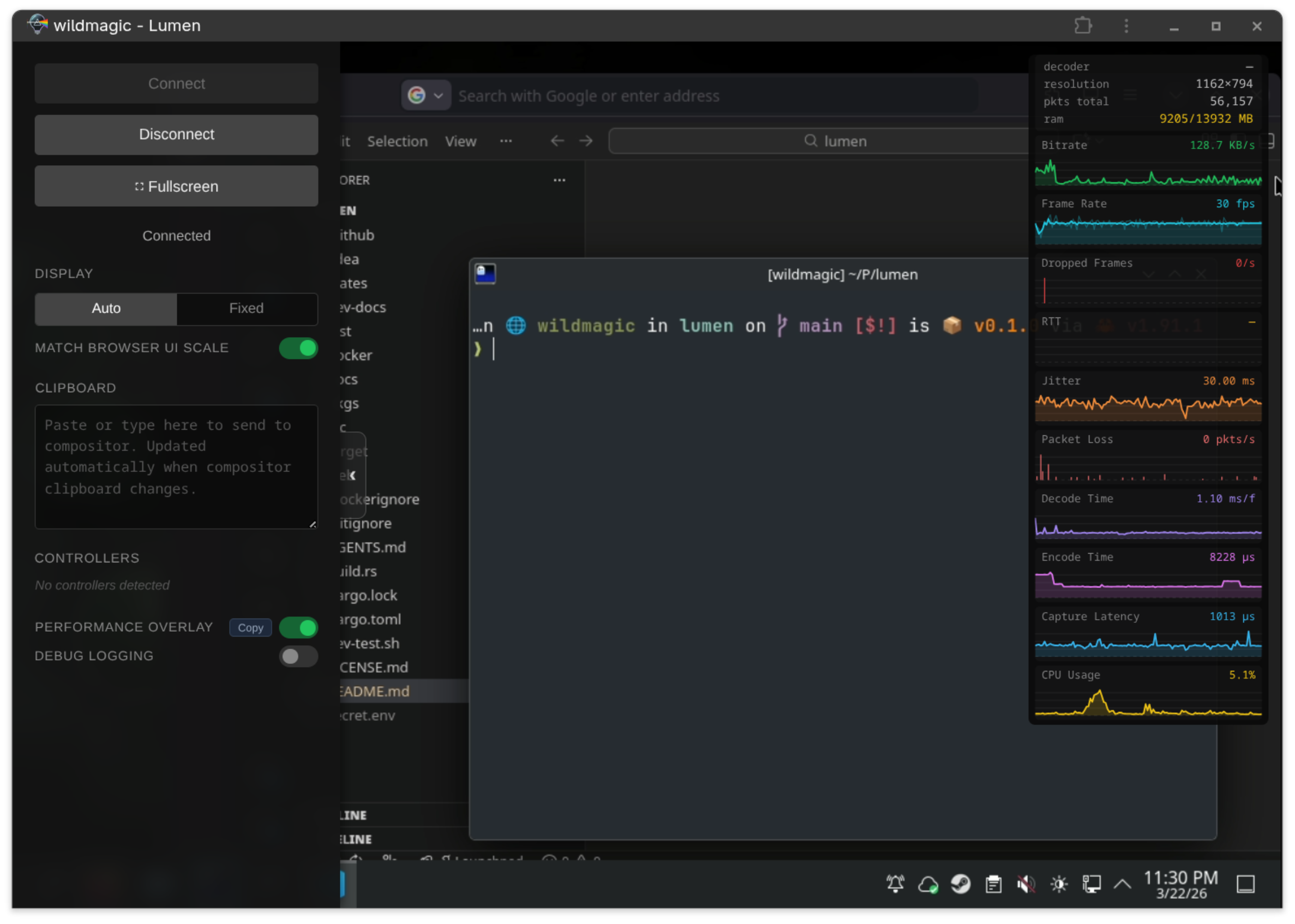 Lumen desktop streaming in a browser